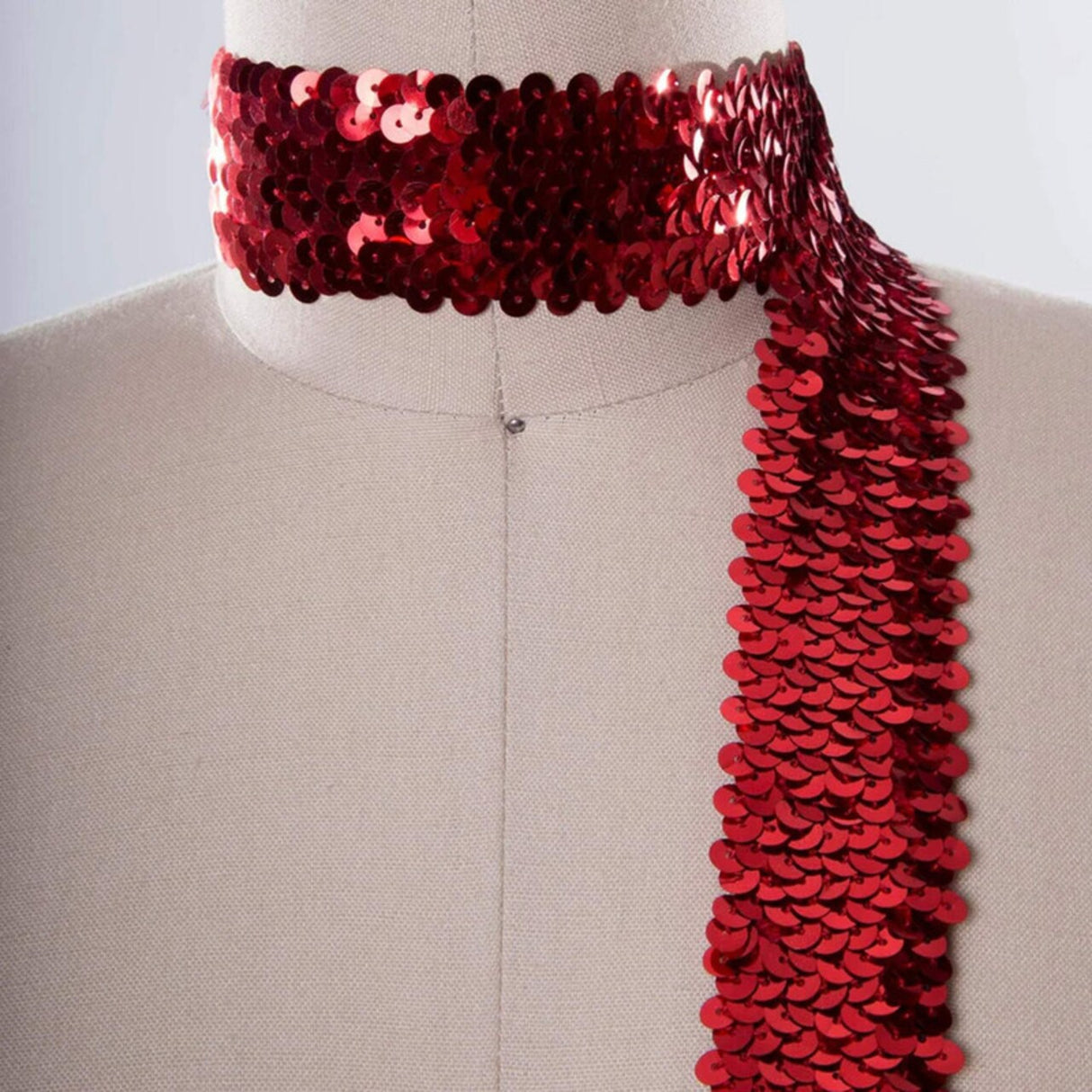 1 Yard 1.5" Red Stretch Sequin Trim