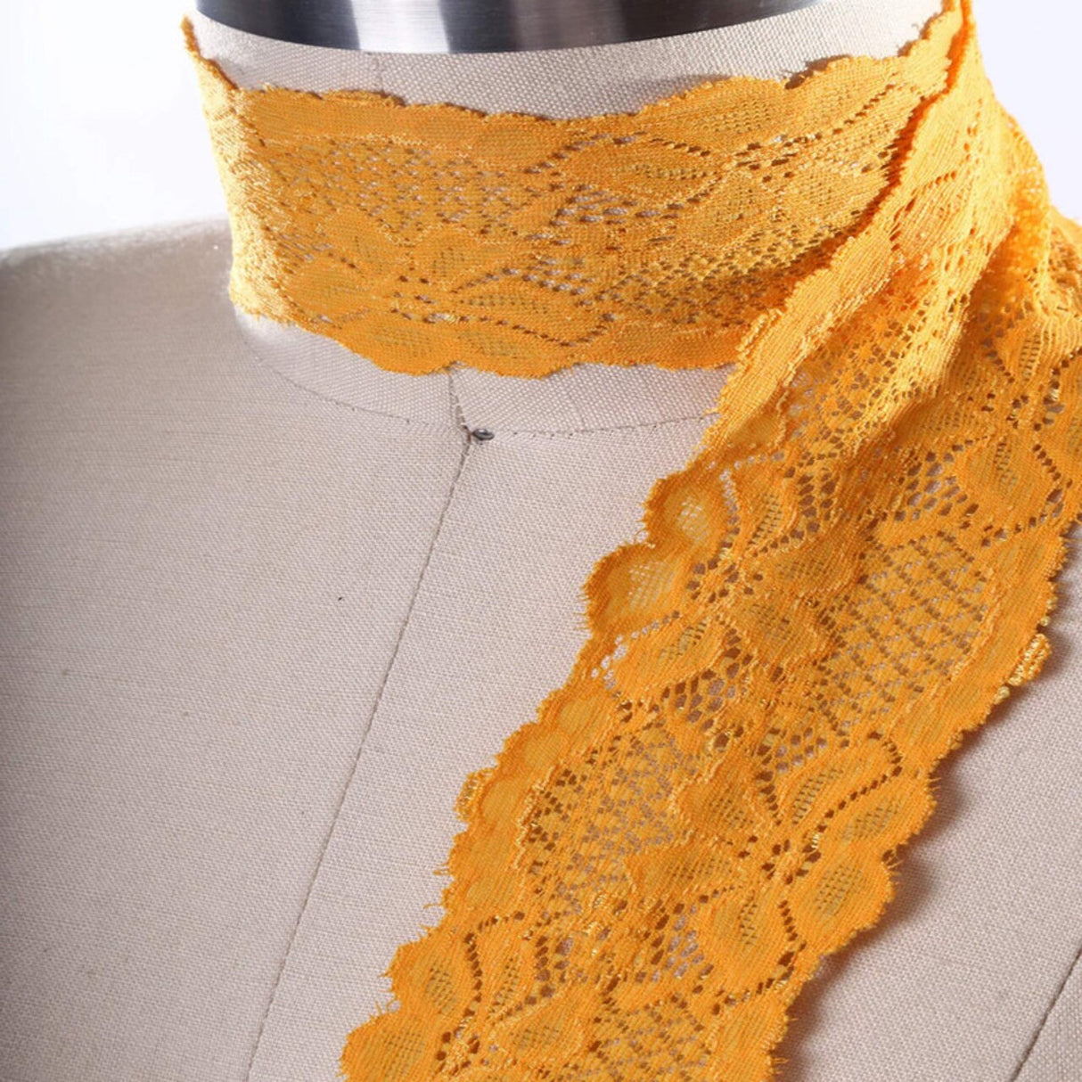 2 Yards Carrot Orange Stretch Lace Trim 2.5" Wide Floral Elastic for Sewing Projects