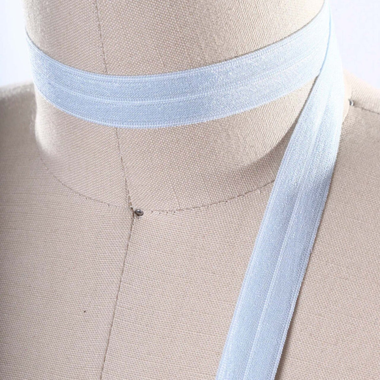 3 Yards 7/8" Baby Light Blue Fold Over Bias Elastic Trim