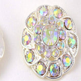 1 1/8" Size Elegant Silver AB Rhinestone Flower Button