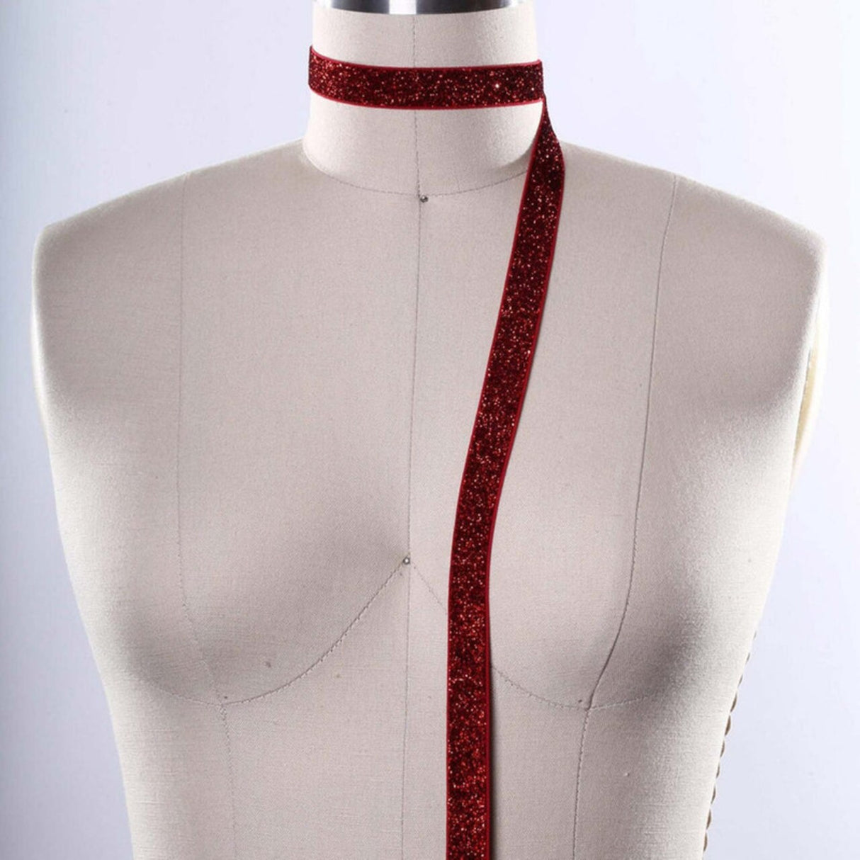 2 Yards Red Glitter Elastic Trim 5/8" Scarlet Stretch for Headbands & Masks