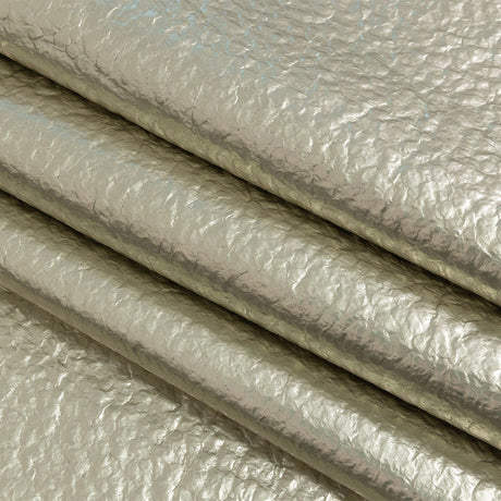 Clara Italian Metallic Mother of Pearl Pebbled Coating with Foil Laminate