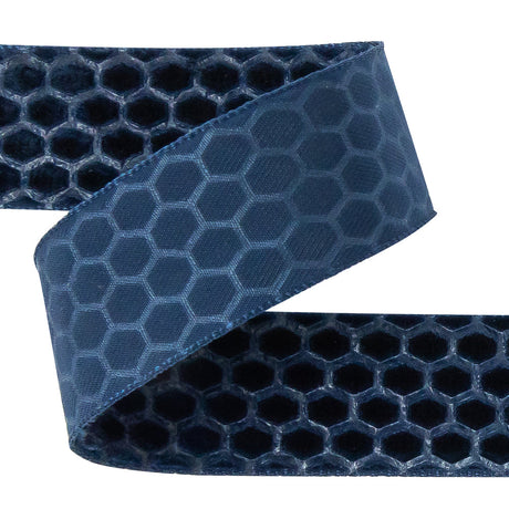 Italian Navy Honeycomb Velvet Burnout Trim - 0.875"