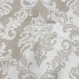 Beige and White Damask Double Wide Drapery Jacquard