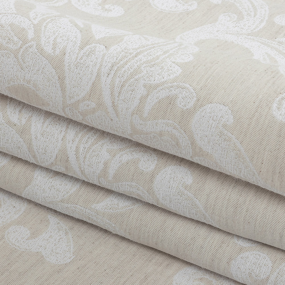 Ivory and White Damask Double Wide Drapery Jacquard