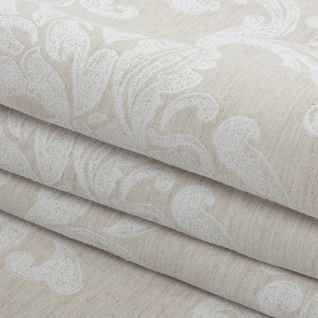 Ivory and White Damask Double Wide Drapery Jacquard