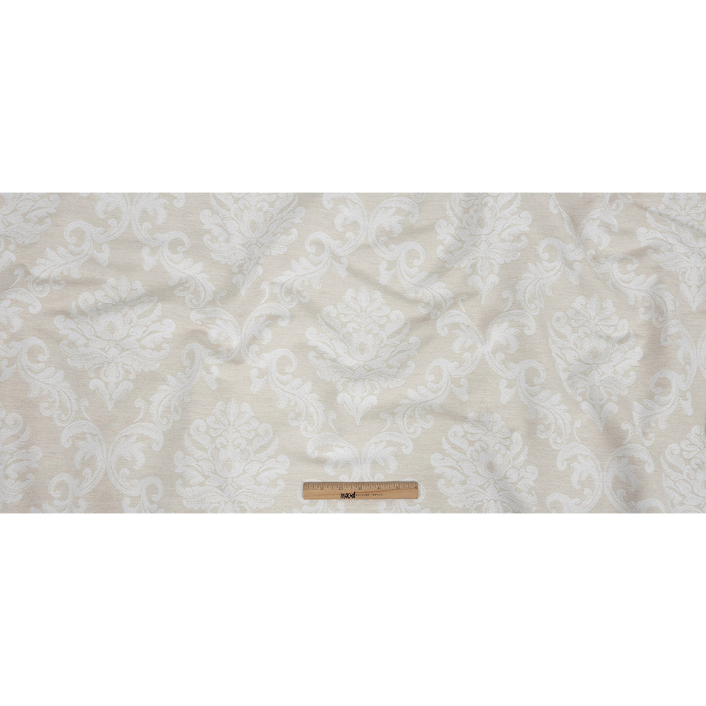 Ivory and White Damask Double Wide Drapery Jacquard