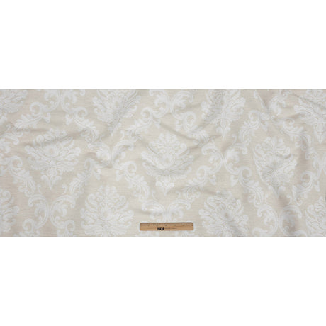 Ivory and White Damask Double Wide Drapery Jacquard