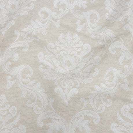 Ivory and White Damask Double Wide Drapery Jacquard