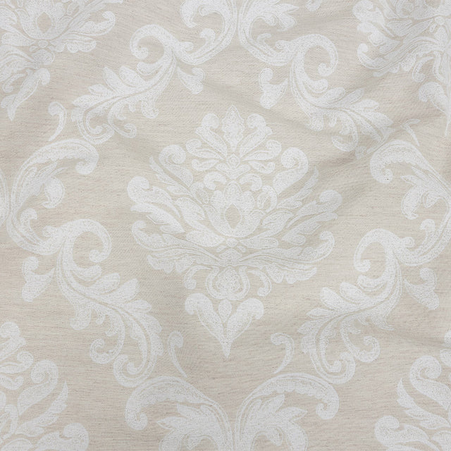 Ivory and White Damask Double Wide Drapery Jacquard