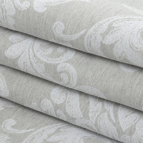 Gray and White Damask Double Wide Drapery Jacquard