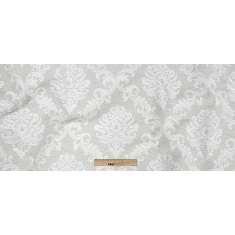 Gray and White Damask Double Wide Drapery Jacquard