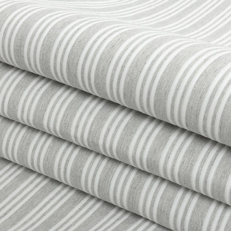 Gray Double Wide Drapery Twill with Raised White Stripes