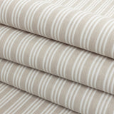 Ivory Double Wide Drapery Twill with Raised White Stripes