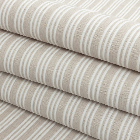 Ivory Double Wide Drapery Twill with Raised White Stripes