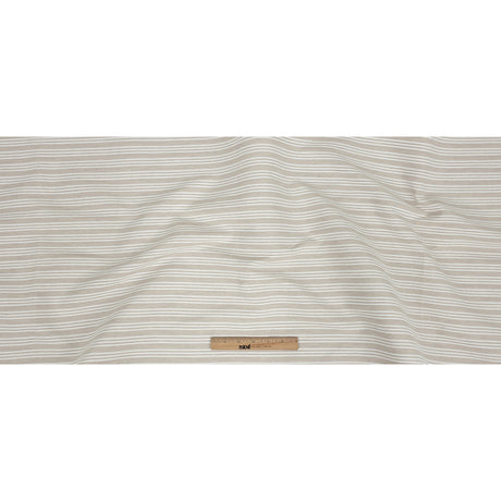Ivory Double Wide Drapery Twill with Raised White Stripes