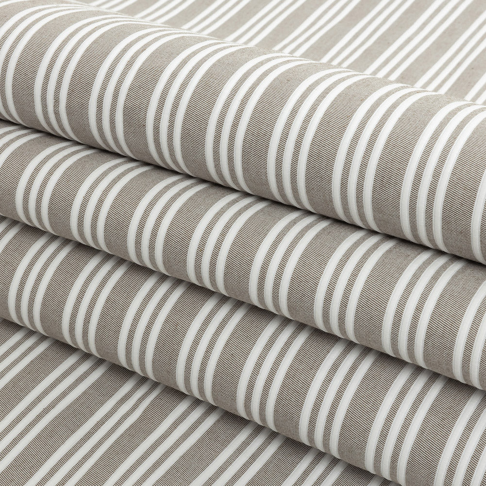 Khaki Double Wide Drapery Twill with Raised White Stripes