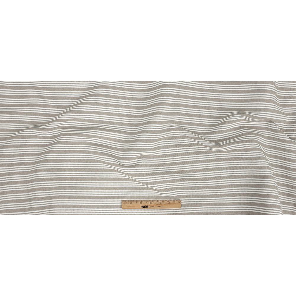 Khaki Double Wide Drapery Twill with Raised White Stripes