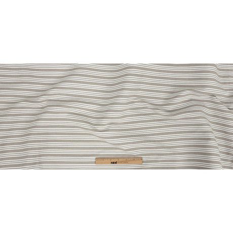 Khaki Double Wide Drapery Twill with Raised White Stripes