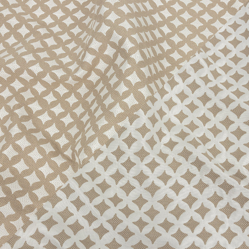Khaki Quatrefoil Blended Polyester Jacquard