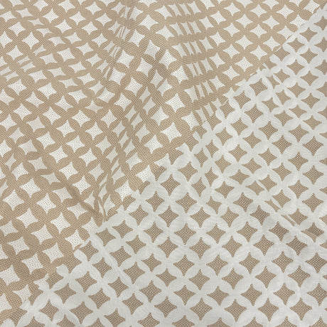 Khaki Quatrefoil Blended Polyester Jacquard
