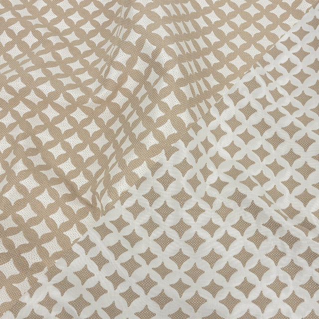 Khaki Quatrefoil Blended Polyester Jacquard