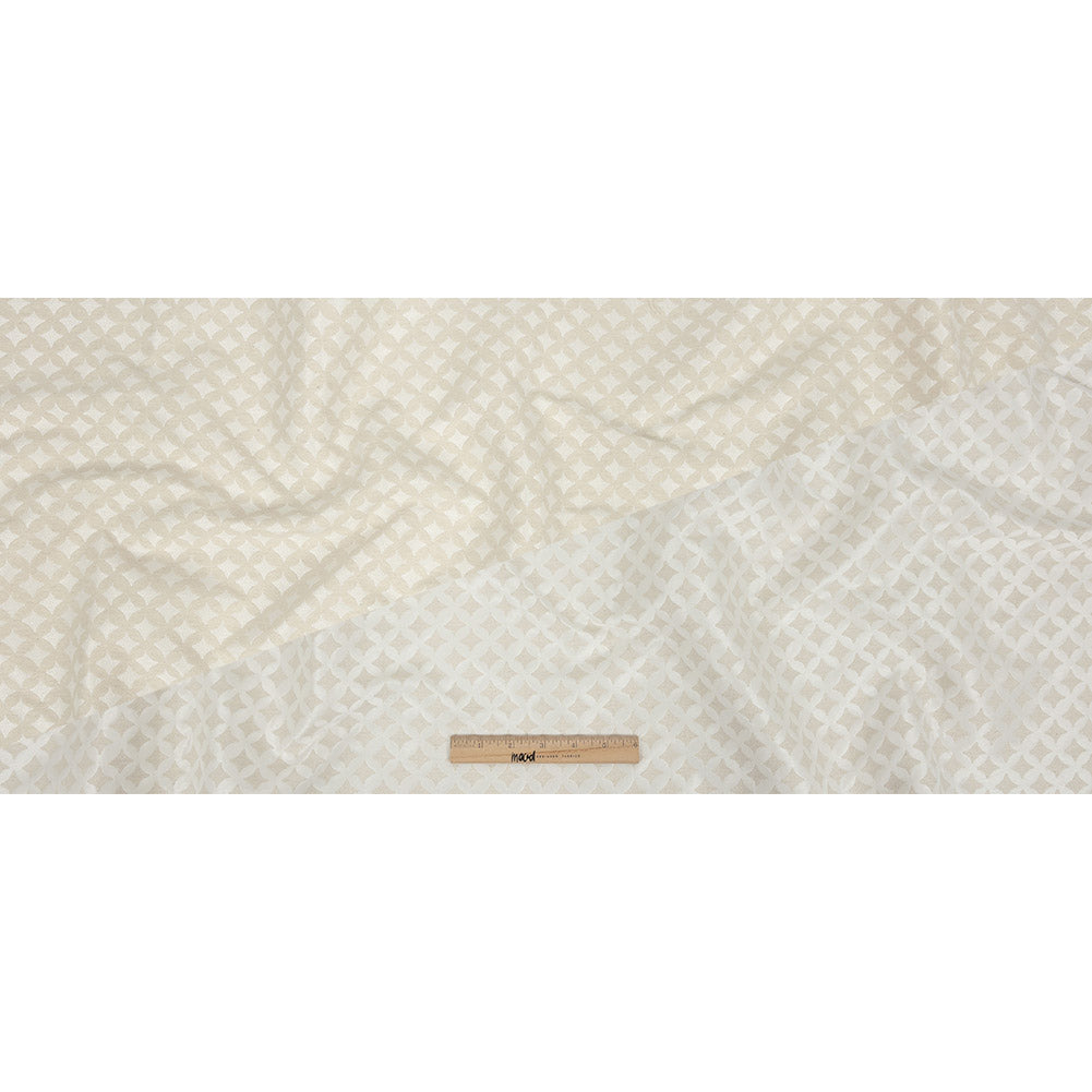 Ivory Quatrefoil Blended Polyester Jacquard
