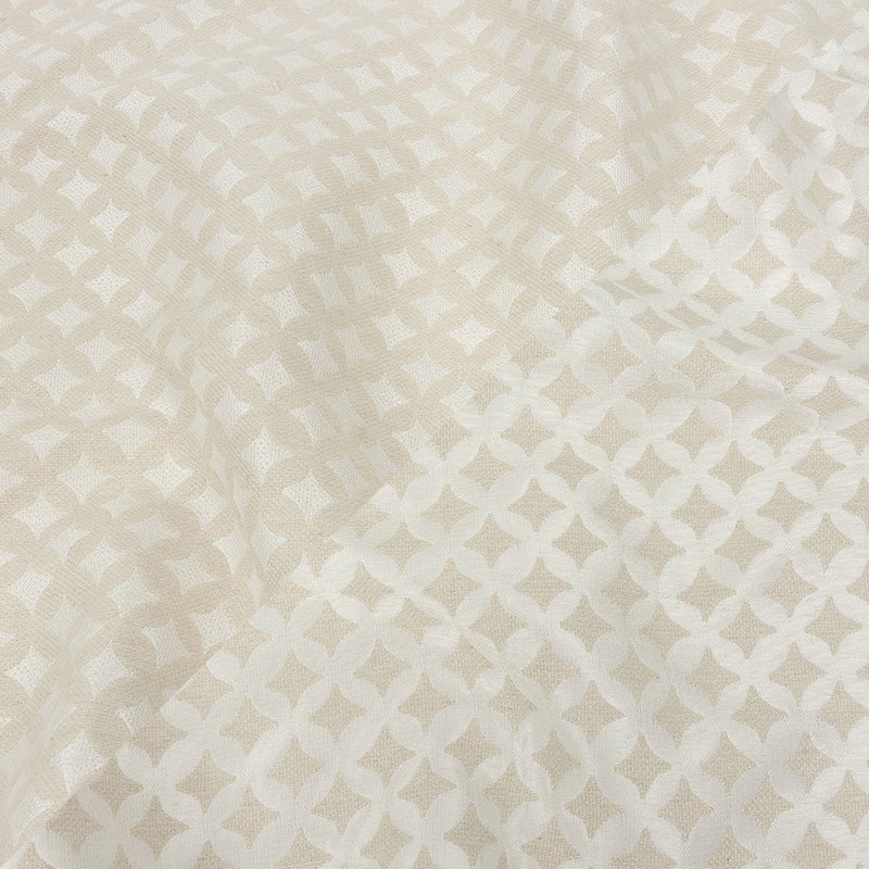 Ivory Quatrefoil Blended Polyester Jacquard
