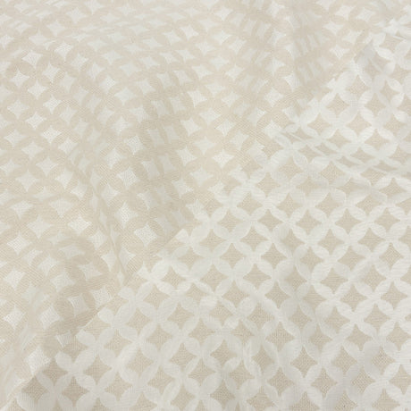 Ivory Quatrefoil Blended Polyester Jacquard