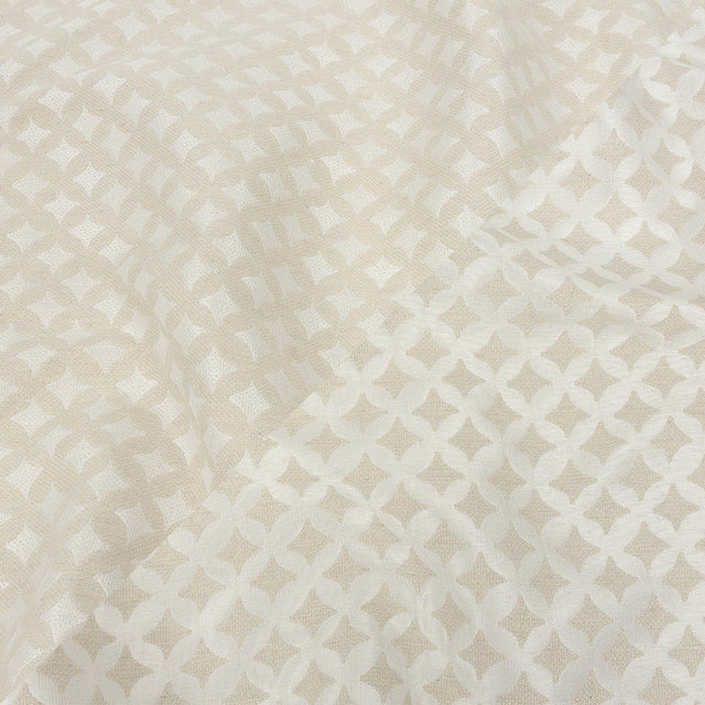 Ivory Quatrefoil Blended Polyester Jacquard