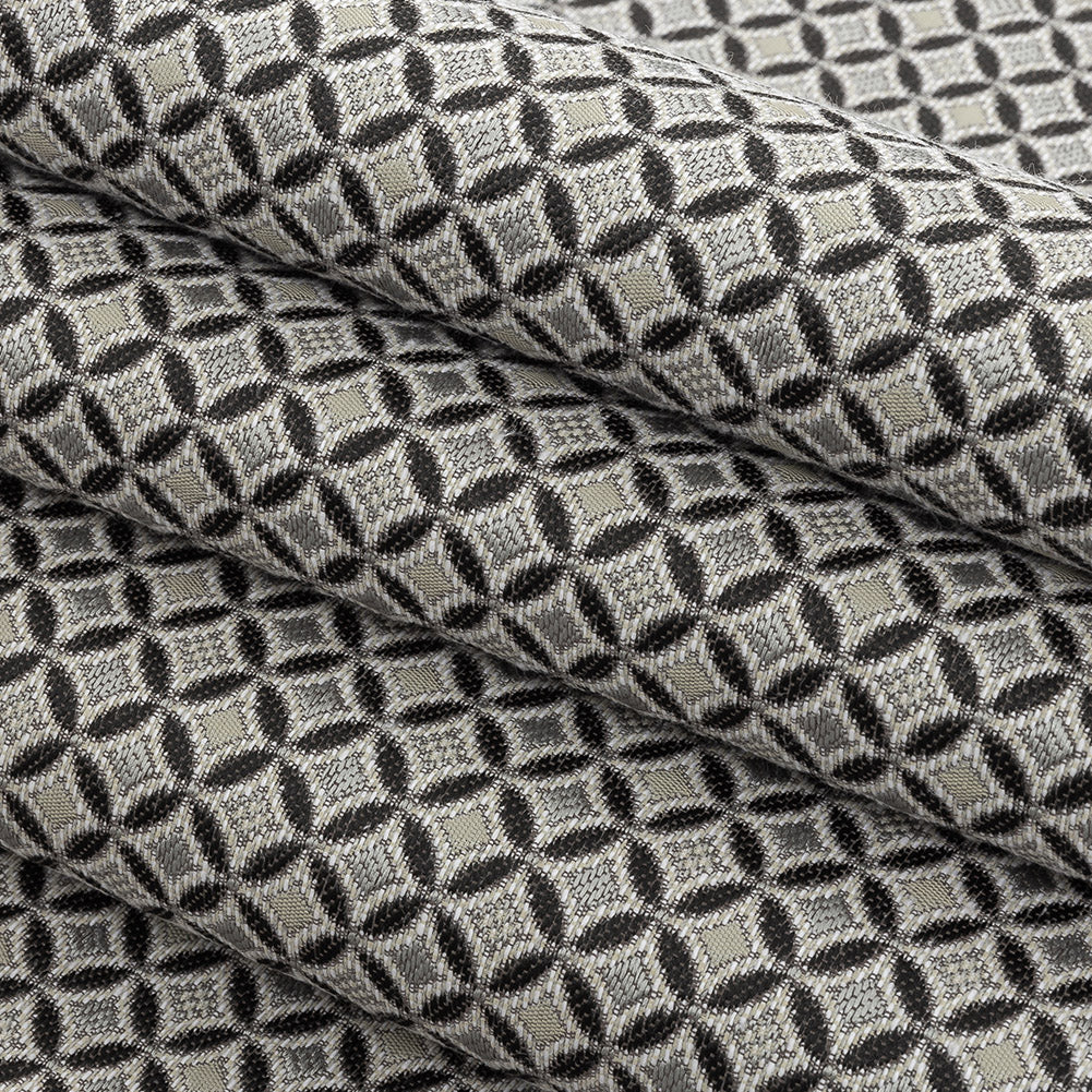 Black and Gray Quatrefoil Blended Polyester Jacquard