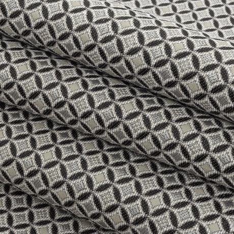 Black and Gray Quatrefoil Blended Polyester Jacquard
