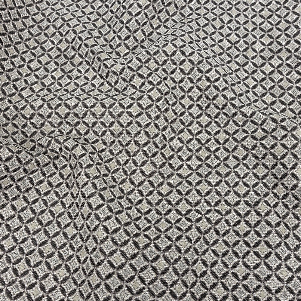 Black and Gray Quatrefoil Blended Polyester Jacquard