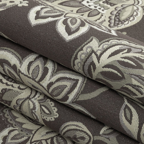 Gradient Gray Jacobean Floral Blended Polyester Jacquard