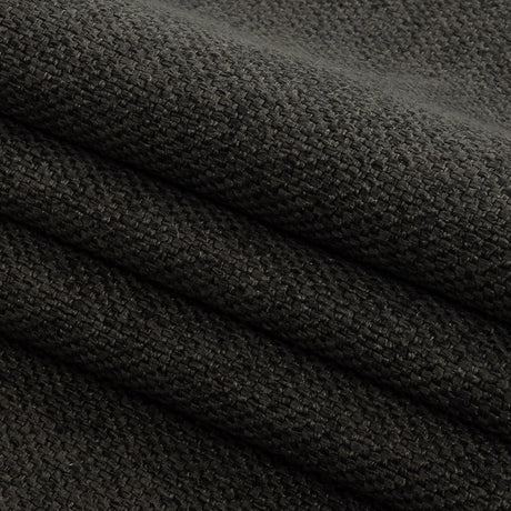 Dark Charcoal Basketwoven Polyester and Cotton Home Decor Fabric