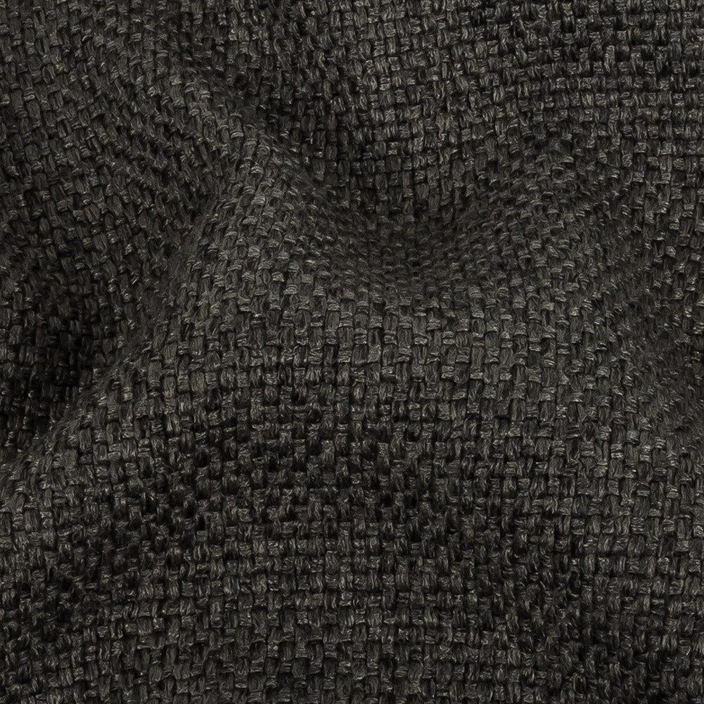 Dark Charcoal Basketwoven Polyester and Cotton Home Decor Fabric
