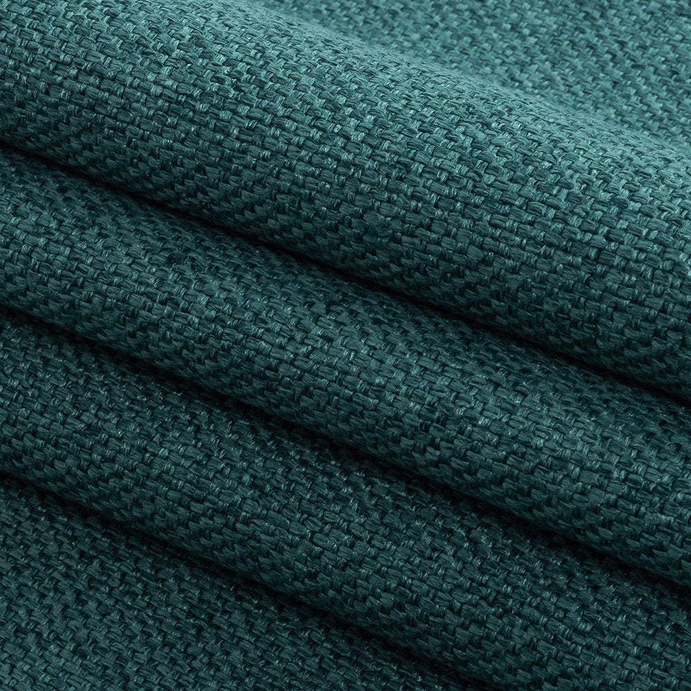 Petrol Basketwoven Polyester and Cotton Home Decor Fabric