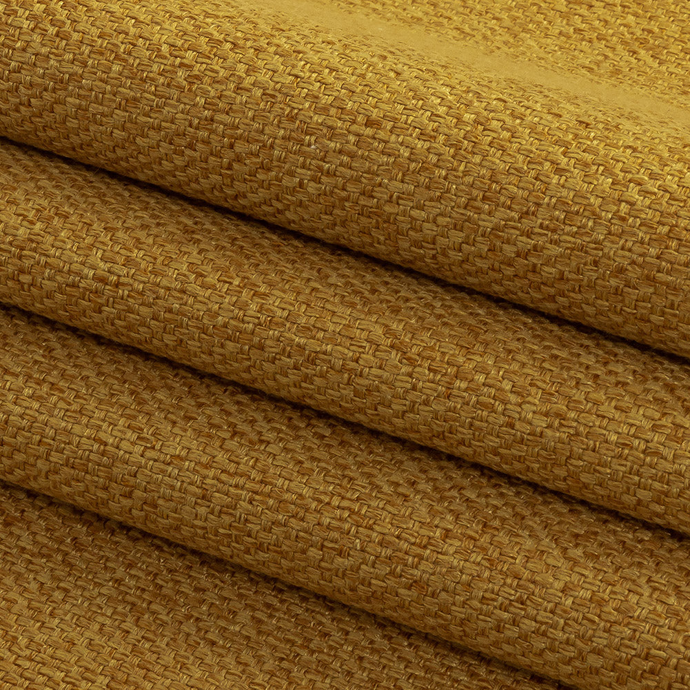 Mustard Basketwoven Polyester and Cotton Home Decor Fabric