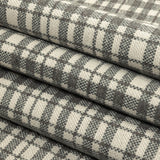Gray and Ivory Plaid Polyester Upholstery Tweed