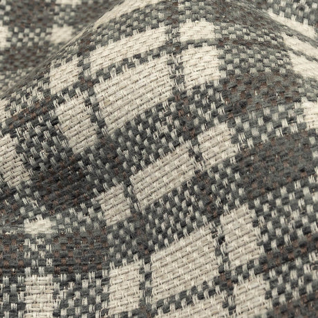 Gray and Ivory Plaid Polyester Upholstery Tweed