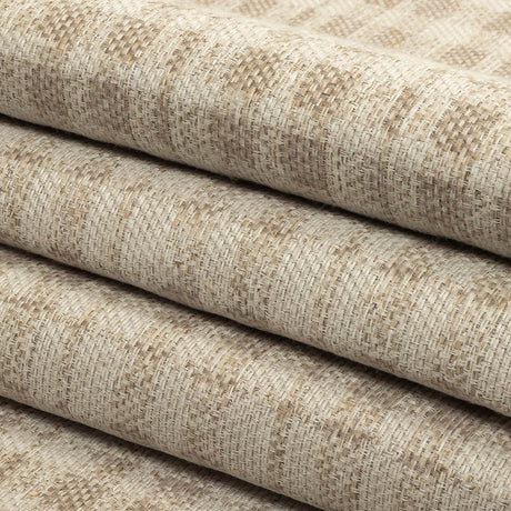 Beige and Ivory Plaid Polyester Upholstery Tweed