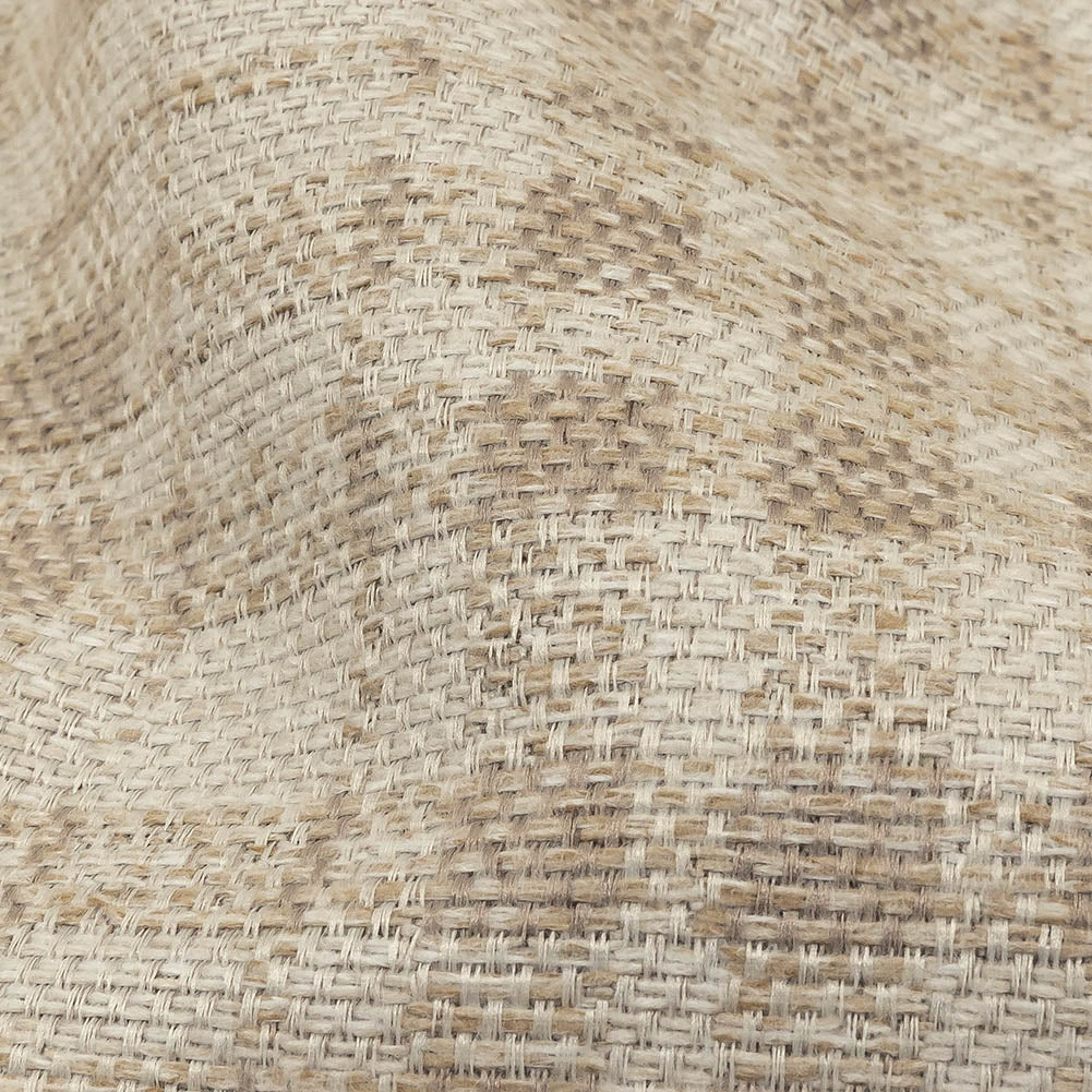 Beige and Ivory Plaid Polyester Upholstery Tweed