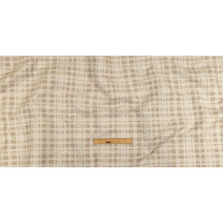 Beige and Ivory Plaid Polyester Upholstery Tweed