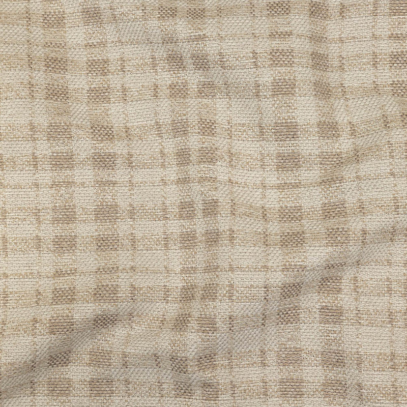 Beige and Ivory Plaid Polyester Upholstery Tweed
