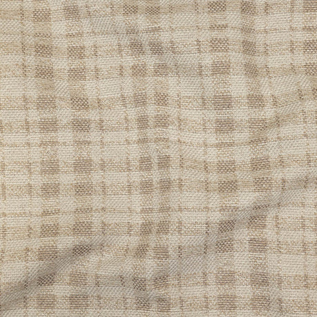 Beige and Ivory Plaid Polyester Upholstery Tweed
