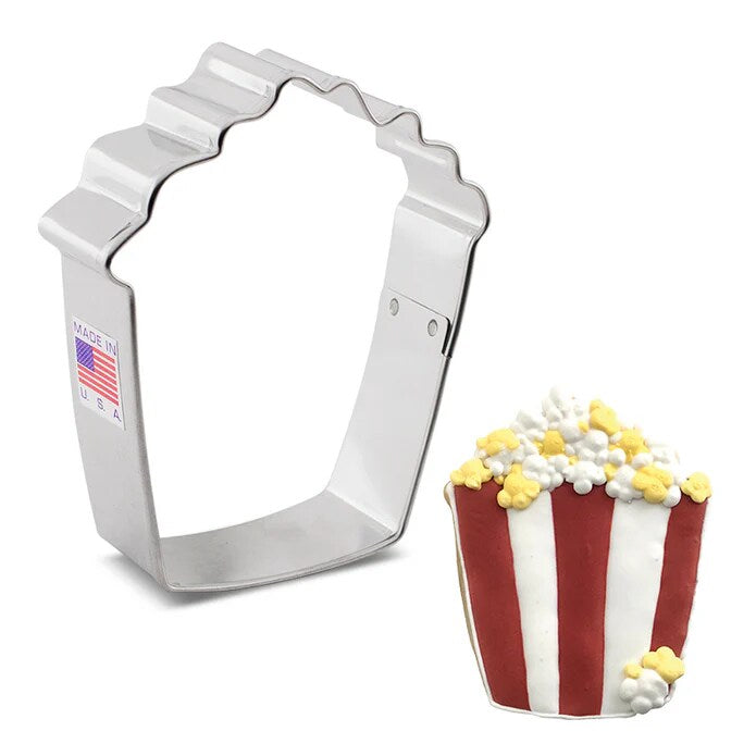 Ann Clark Bucket of Popcorn Cookie Cutter 3 1/2" x 3 1/4"