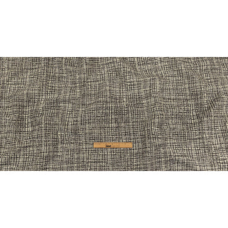Black and Gray Off Kilter Plaid Polyester and Cotton Upholstery Jacquard