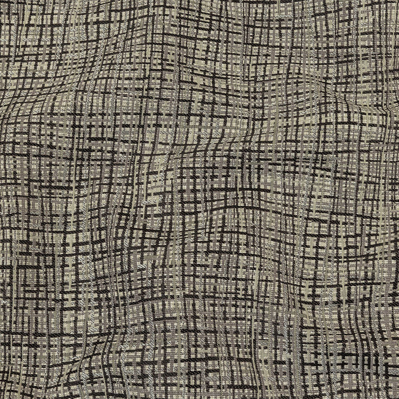 Black and Gray Off Kilter Plaid Polyester and Cotton Upholstery Jacquard