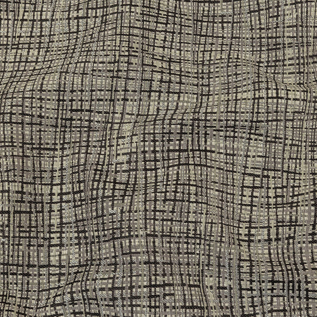 Black and Gray Off Kilter Plaid Polyester and Cotton Upholstery Jacquard