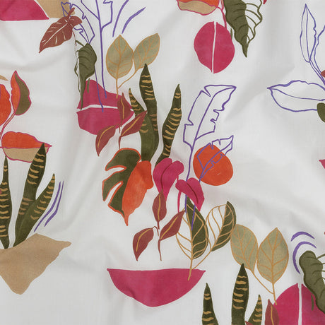 Mood Exclusive White Succulent Contours Cotton Shirting